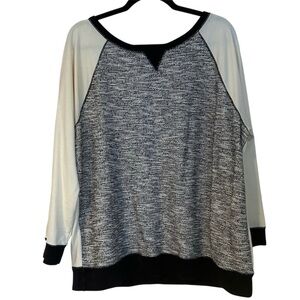 Chaps Cotton Crew Neck Cream & Black Classy Pullover Loungewear Sweatshirt Sz 2X